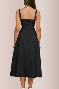 Willluxe® Structured Bust Ruched Tie-Front High Slit Midi Dress