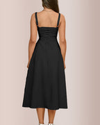 Willluxe® Structured Bust Ruched Tie-Front High Slit Midi Dress