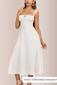 Willluxe® Structured Bust Ruched Tie-Front High Slit Midi Dress