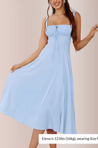 Willluxe® Structured Bust Ruched Tie-Front High Slit Midi Dress