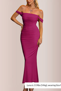 Willluxe® Ruched Mesh Off-Shoulder Bodycon Maxi Dress