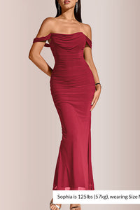 Willluxe® Ruched Mesh Off-Shoulder Bodycon Maxi Dress