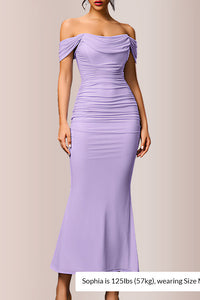 Willluxe® Ruched Mesh Off-Shoulder Bodycon Maxi Dress