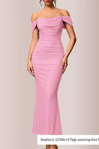 Willluxe® Ruched Mesh Off-Shoulder Bodycon Maxi Dress
