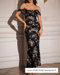 Willluxe® Floral Mesh Off-Shoulder Ruched Bodycon Maxi Dress