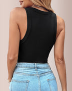 Willluxe® Ribbed Seamless Built-in Bra Crop Tank Top