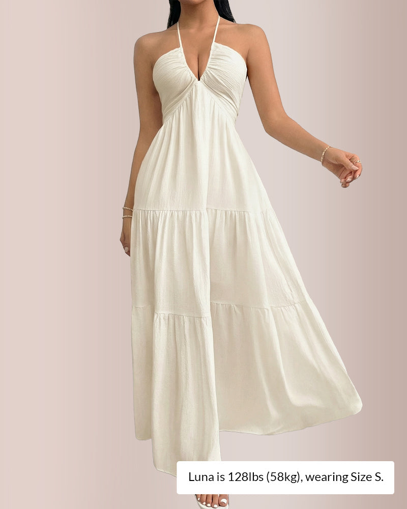 Willluxe® Halter Neck Tiered Maxi Dress