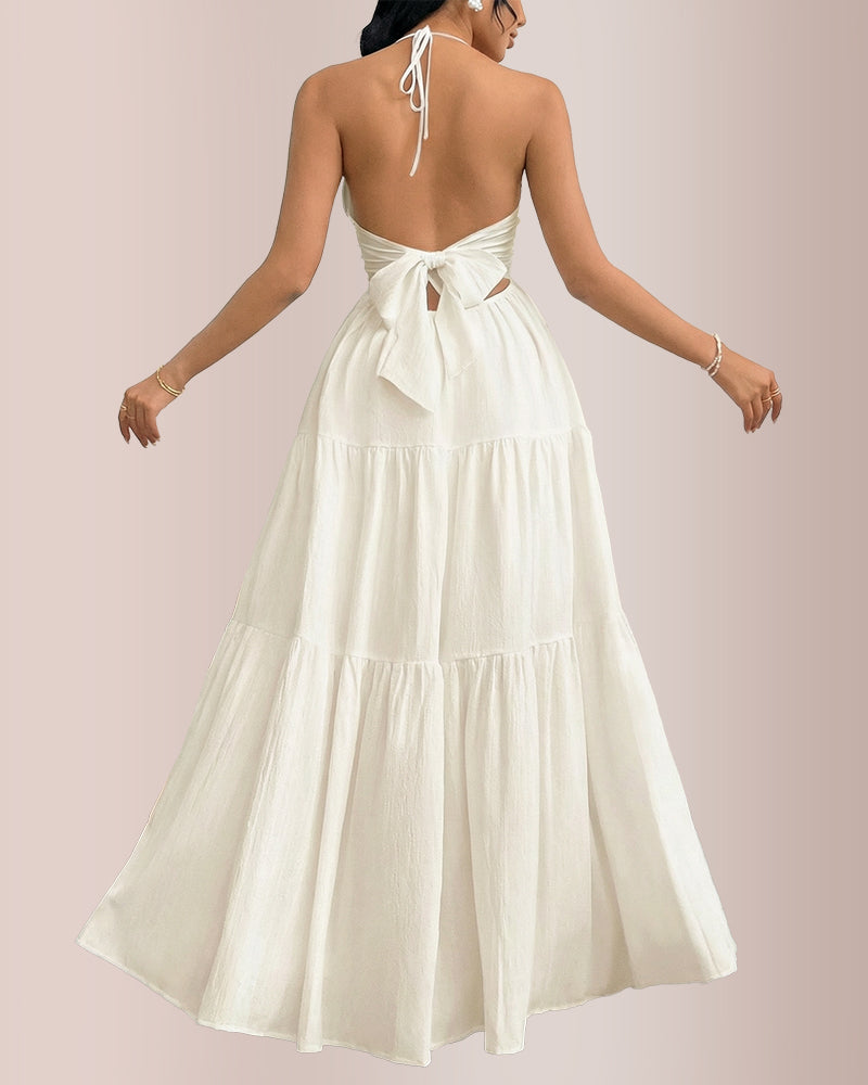 Willluxe® Halter Neck Tiered Maxi Dress