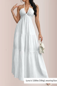 Willluxe® Halter Neck Tiered Maxi Dress