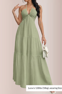 Willluxe® Halter Neck Tiered Maxi Dress