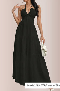 Willluxe® Halter Neck Tiered Maxi Dress