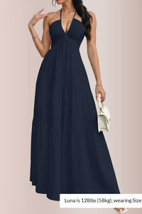 Willluxe® Halter Neck Tiered Maxi Dress