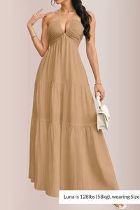 Willluxe® Halter Neck Tiered Maxi Dress
