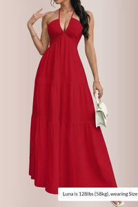 Willluxe® Halter Neck Tiered Maxi Dress