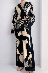 Willluxe® Artistic Graffiti Oversized Shirt & Wide-Leg Pant Set