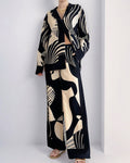 Willluxe® Artistic Graffiti Oversized Shirt & Wide-Leg Pant Set