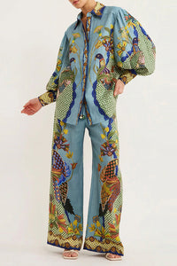 Willluxe® Artistic Graffiti Oversized Shirt & Wide-Leg Pant Set