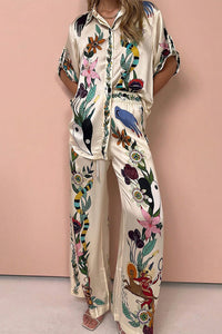 Willluxe® Artistic Graffiti Oversized Shirt & Wide-Leg Pant Set