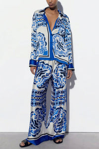 Willluxe® Artistic Graffiti Oversized Shirt & Wide-Leg Pant Set