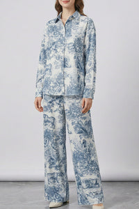 Willluxe® Artistic Graffiti Oversized Shirt & Wide-Leg Pant Set
