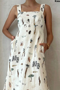 Willluxe® Botanical Print Tie-Strap Open Back Maxi Dress