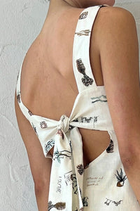 Willluxe® Botanical Print Tie-Strap Open Back Maxi Dress