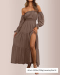 Willluxe® Boho Off-Shoulder Smocked Maxi Dress