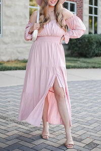 Willluxe® Boho Off-Shoulder Smocked Maxi Dress