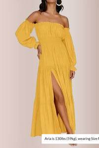 Willluxe® Boho Off-Shoulder Smocked Maxi Dress