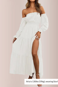 Willluxe® Boho Off-Shoulder Smocked Maxi Dress