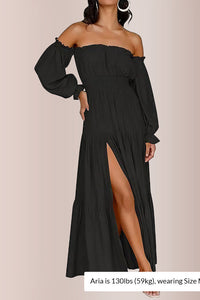 Willluxe® Boho Off-Shoulder Smocked Maxi Dress