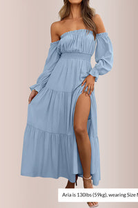 Willluxe® Boho Off-Shoulder Smocked Maxi Dress