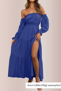 Willluxe® Boho Off-Shoulder Smocked Maxi Dress