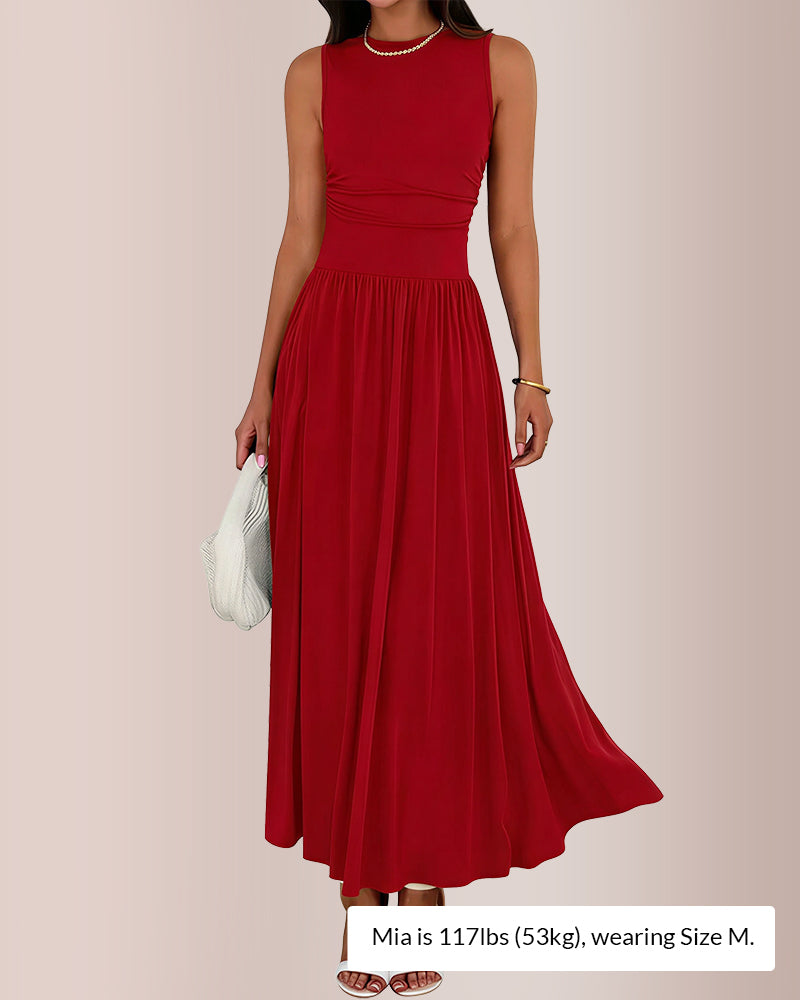Willluxe® Sleeveless Ruched High-Waist Maxi Dress