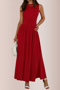 Willluxe® Sleeveless Ruched High-Waist Maxi Dress