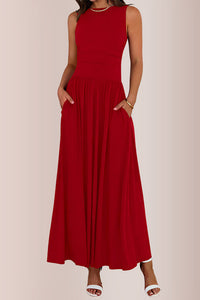 Willluxe® Sleeveless Ruched High-Waist Maxi Dress