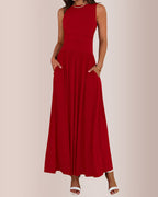 Willluxe® Sleeveless Ruched High-Waist Maxi Dress