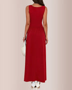 Willluxe® Sleeveless Ruched High-Waist Maxi Dress