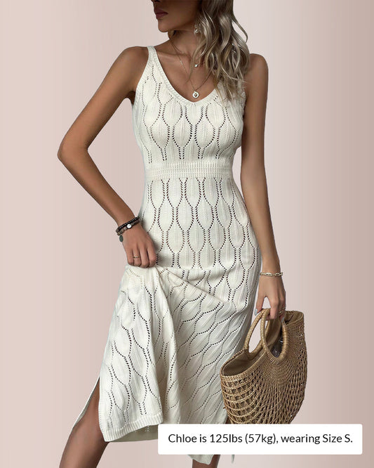 WILLLUXE® V-neck Sleeveless Split-Hem Maxi Dress