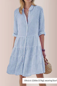Willluxe® Breezy Striped Tiered Button-Down Shirt Dress
