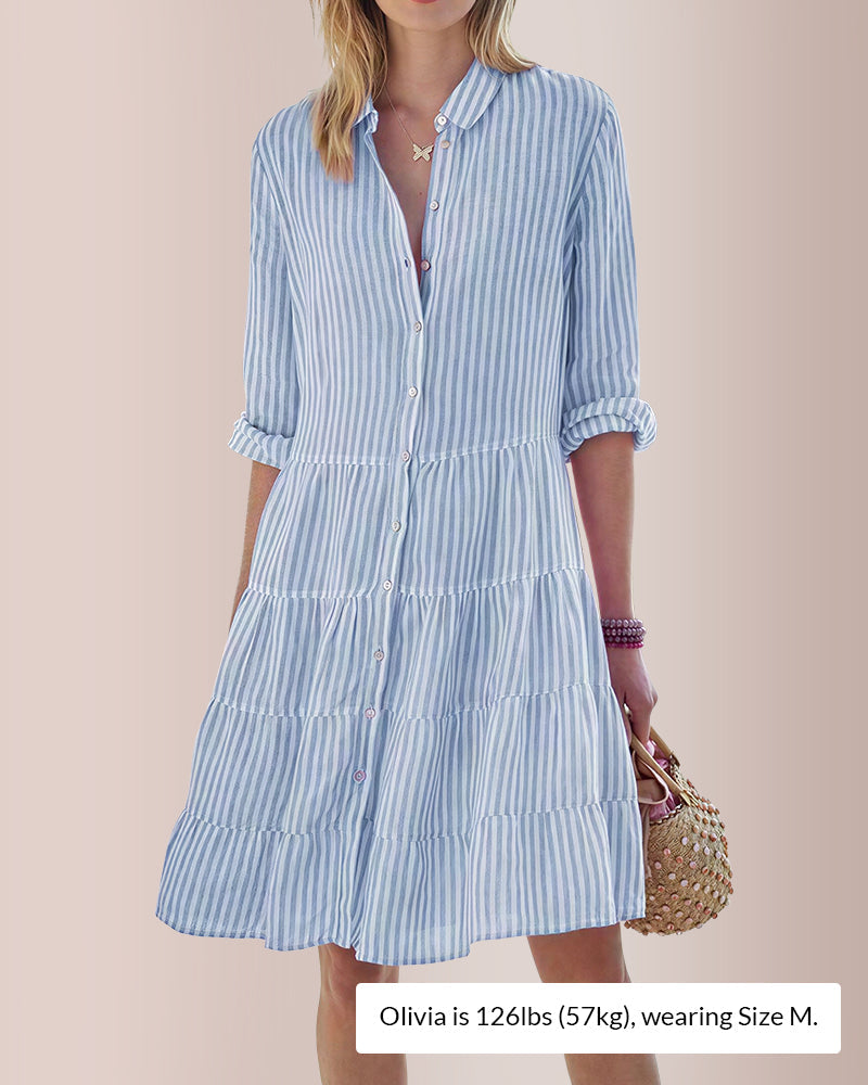 Willluxe® Breezy Striped Tiered Button-Down Shirt Dress