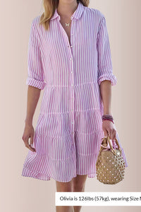 Willluxe® Breezy Striped Tiered Button-Down Shirt Dress