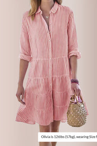 Willluxe® Breezy Striped Tiered Button-Down Shirt Dress