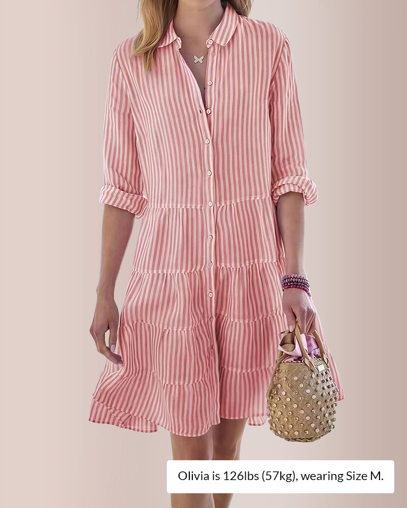 Willluxe® Breezy Striped Tiered Button-Down Shirt Dress