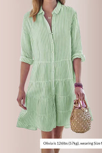 Willluxe® Breezy Striped Tiered Button-Down Shirt Dress
