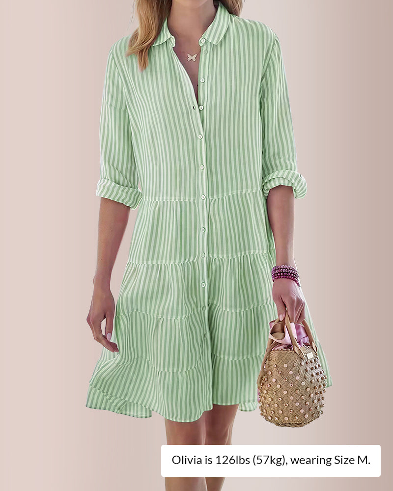 Willluxe® Breezy Striped Tiered Button-Down Shirt Dress