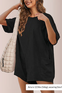 Willluxe® Oversized V-Neck Romper with Pockets