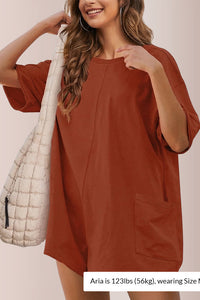 Willluxe® Oversized V-Neck Romper with Pockets