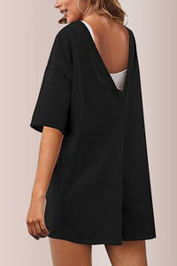 Willluxe® Oversized V-Neck Romper with Pockets