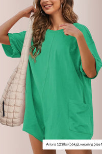 Willluxe® Oversized V-Neck Romper with Pockets